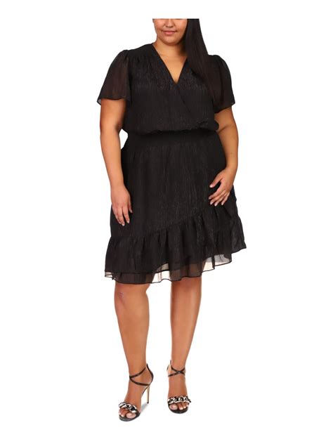 black michael michael kors angelyn surplice ruffle hem dress|MICHAEL MICHAEL KORS Womens Black .